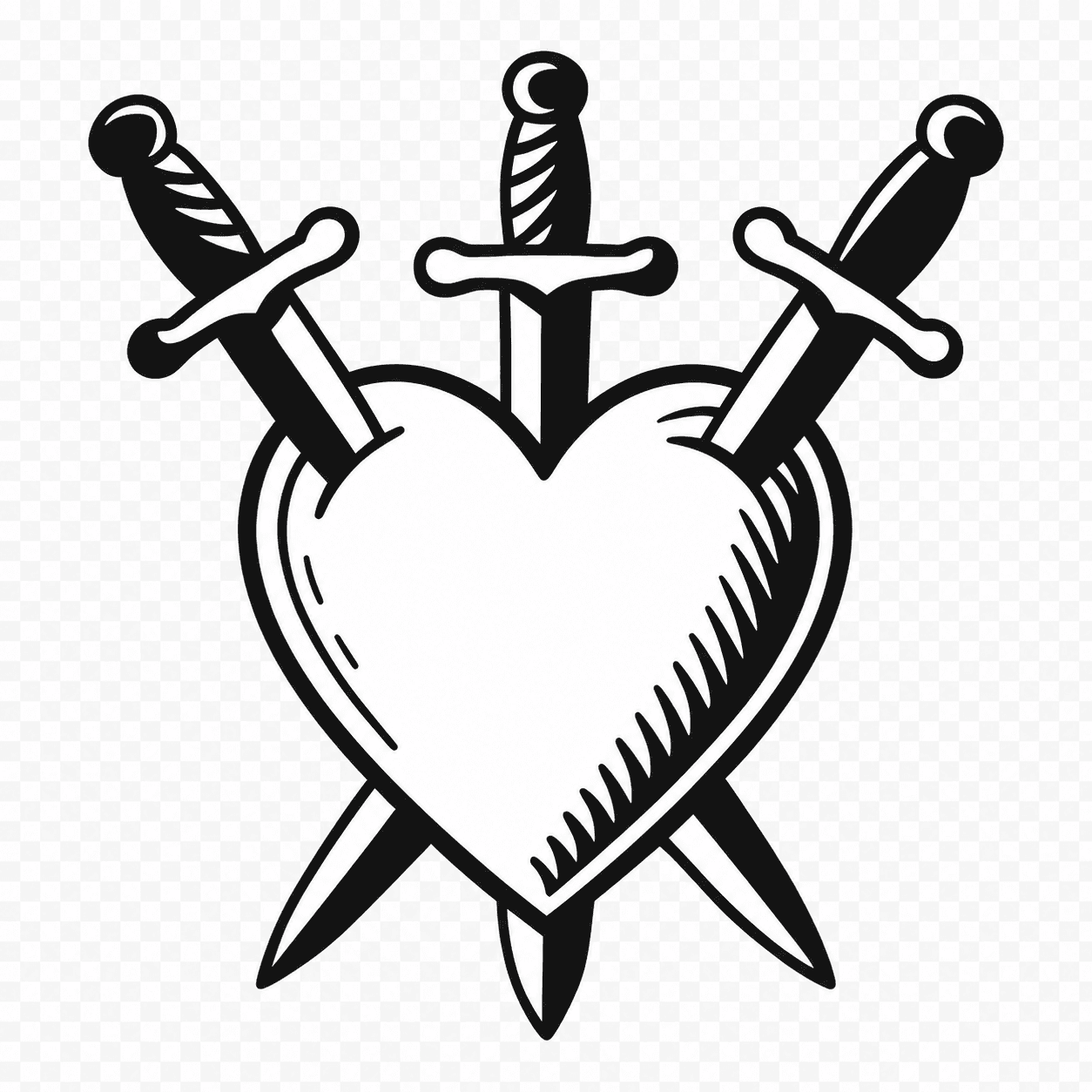 Heart pierced with swords illustration